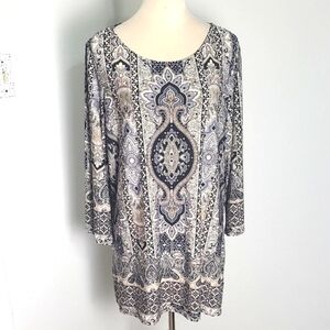 Roz & Ali Black & Cream Patterned Jersey Tunic, Size XL